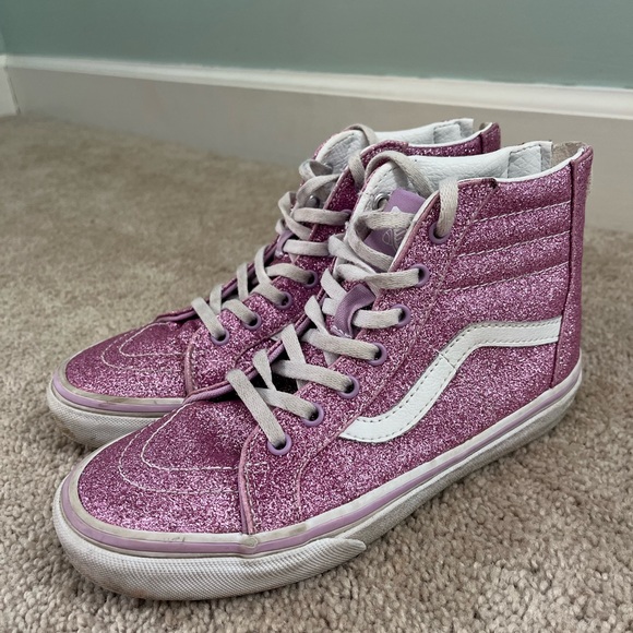 Vans Kids Sk8-Hi Zip Glitter Shoes High Tops Sneakers - Picture 4 of 7